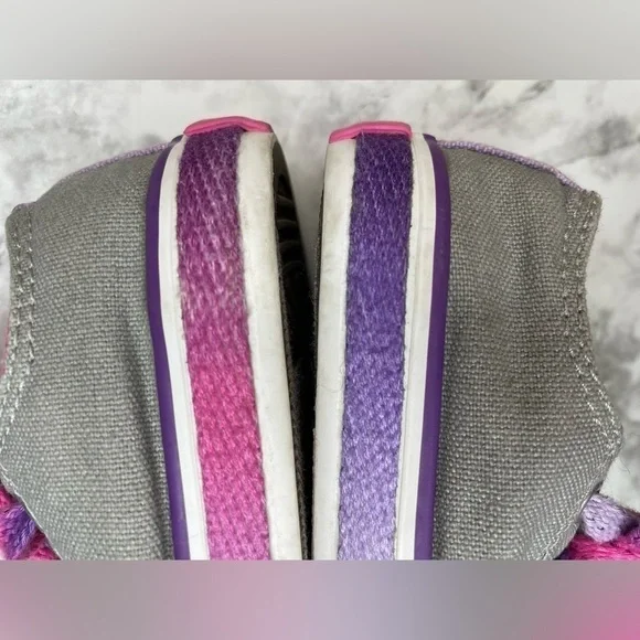 Converse All Star Toddler Gray Pink Purple Lace Up Shoes - Picture 4 of 10